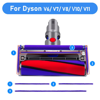 Roller Brush Bar Soft Roller Brush Soft Plush Strips For Dyson V6 V7 V8 V10 V11 Vacuum Cleaner Replacement Accessory