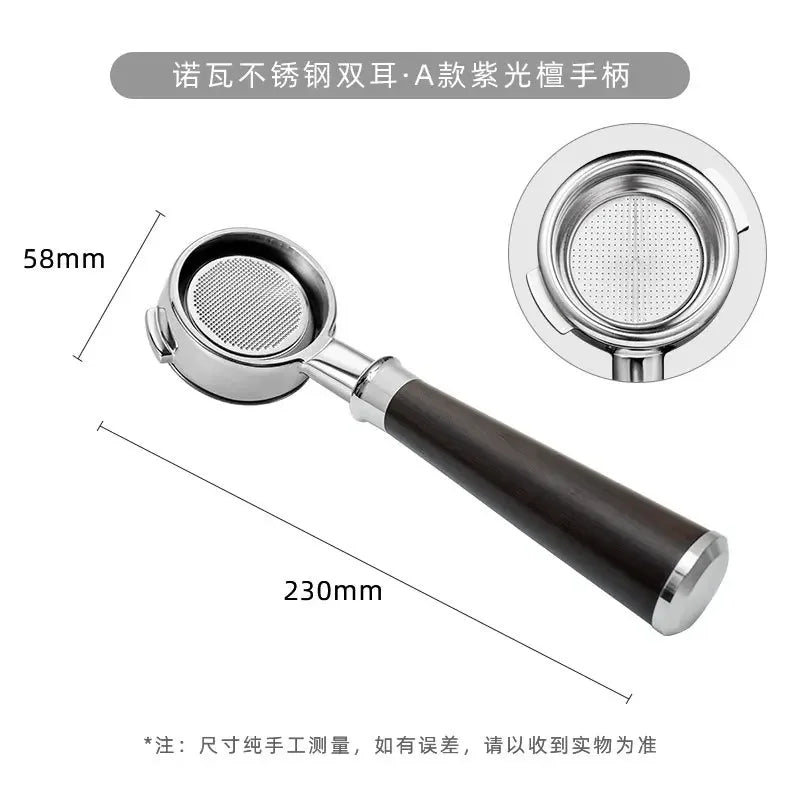 58mm 2-ear Bottomless Coffee Handle Filter for Nuova/Oscar 2/White Eagle/Black Eagle Stainless Steel Espresso Portafilter Tool