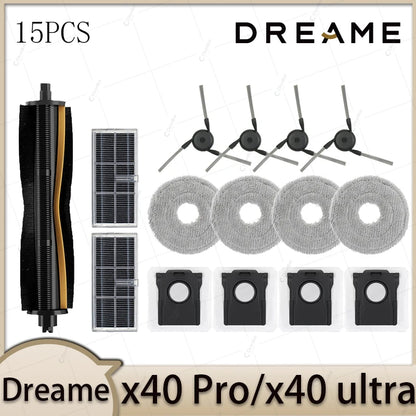 Dreame X40 Pro X40 Ultra Robot Vacuum Cleaner Accessories Main Brush Side Brush HEPA Filter Mop Cloths Dust Bag Par