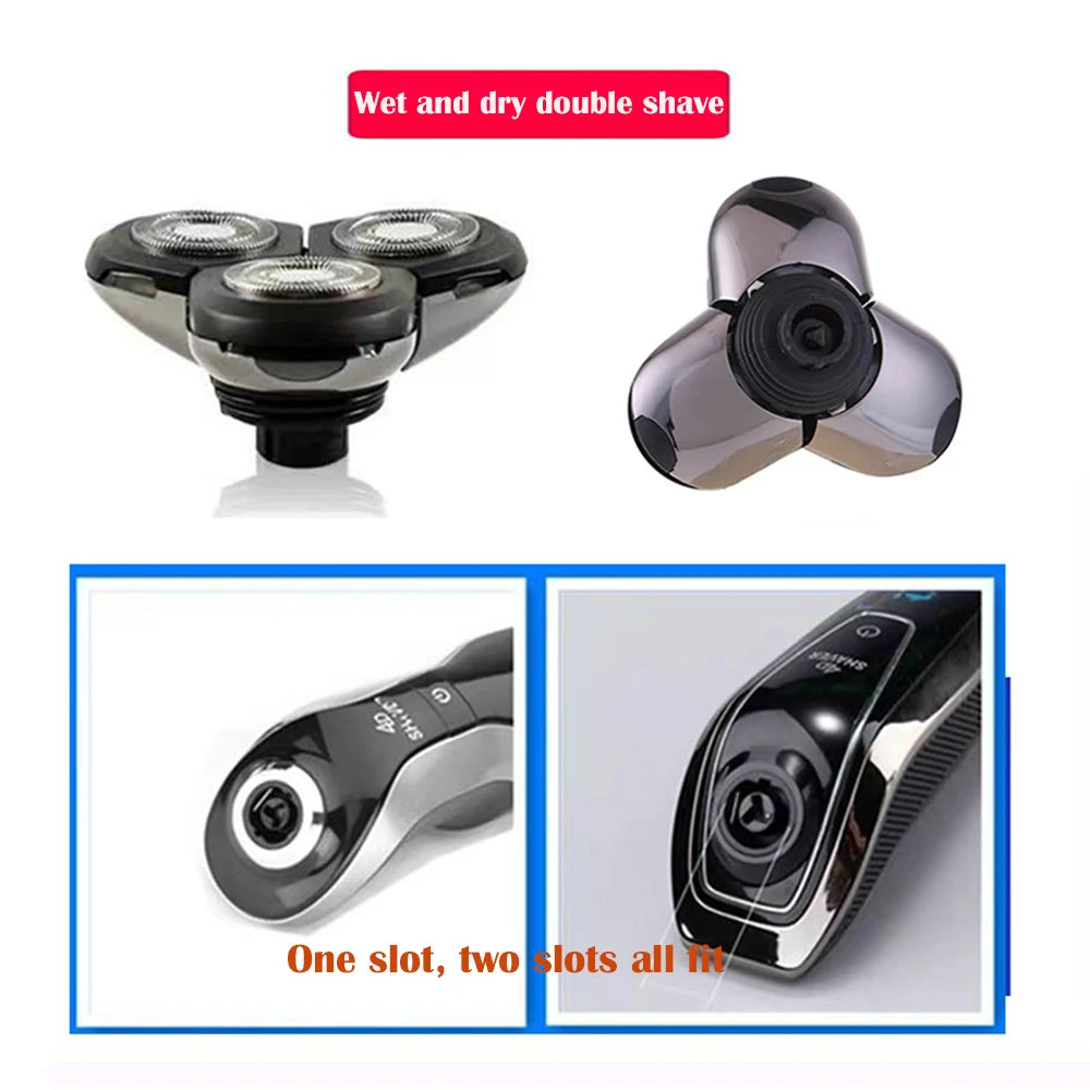Replacement Men Electric Shaver Heads 3 Cutter Spare Beard Razor Blades 4D Floating Extra Head Stainless Steel