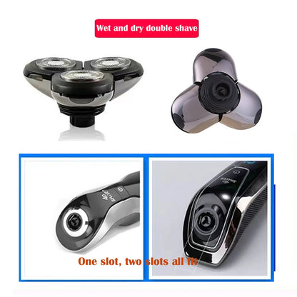 Replacement Men Electric Shaver Heads 3 Cutter Spare Beard Razor Blades 4D Floating Extra Head Stainless Steel