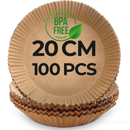 100 Pcs 20cm Round Baking Paper | for Air Fryer Cosori, Ninja, Philips… | Resistant to 220°C | | 4-6L Fryer Accessories