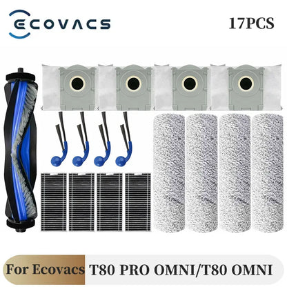 For ECOVACS T80 PRO OMNI / T80 OMNI Vacuums Cleaner Main Roller Mop Cloth Side Brush Dust Bag HEPA Filter Replacement Accessorie