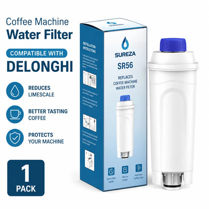 Coffee Machine Water Filter for DeLonghi - Fits EC800, ECAM, ETAM, ESAM, BCO400 Series, Replaces DLSC002, SER3017, 551329811, Ac