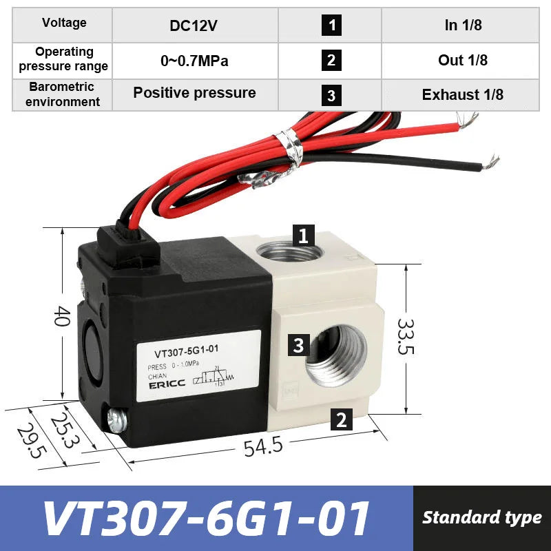 Pneumatic Direct-acting Solenoid Valve High Frequency VT307-3G 4G 5G 6G 4G1 5G1-01/02 Electromagnetic Two Three-way Vacuum Valve