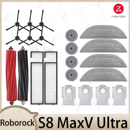 Compatible with Roborock S8 MaxV Ultra Robot Vacuum Parts Main Roller Side Brush Hepa Filter Mop Pad Cloth Dust Bag Accessories