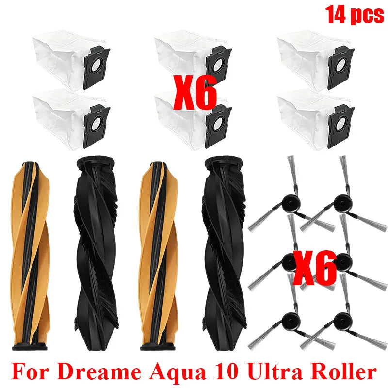 Acccessories Compatible with (Dreame Aqua 10 Ultra Roller) Vacuum Parts Main Roller Brush Side Brush Cleaner Filter Dust Bag Roller Mops