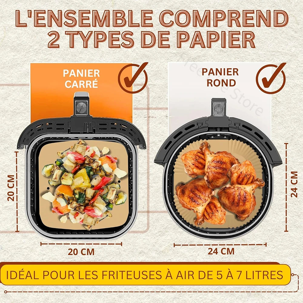100Pcs Air Fryer Disposable Paper Square Perforated Papers Non-Stick Steamer Liners for Air Fryer Oven Microwave Steaming Basket