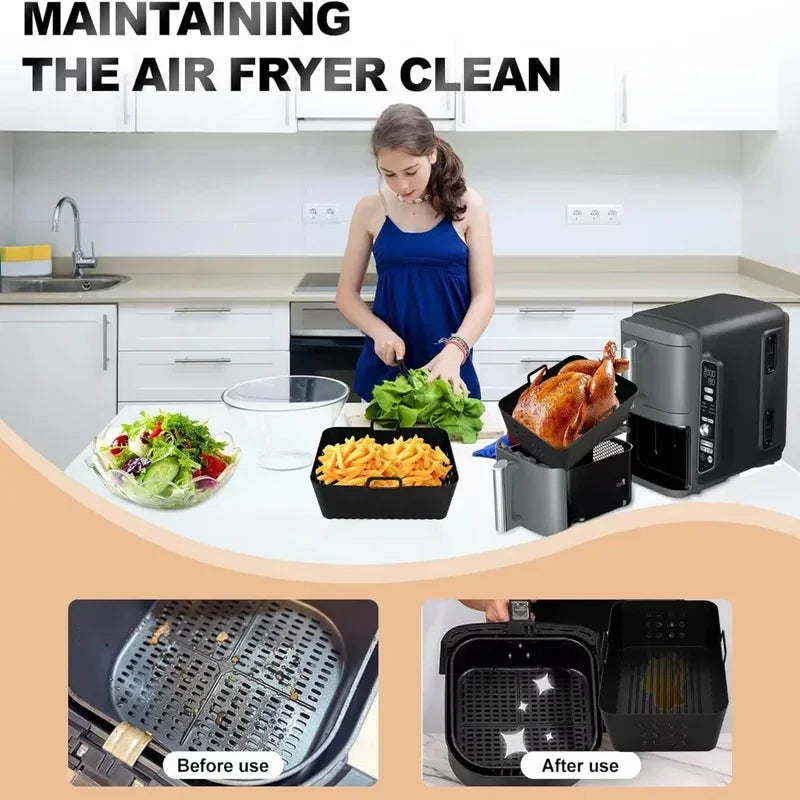 2Pcs/1Pcs Air Fryer Silicone Liners for Ninja SL400 SL401 Stack XL Basket Reusable Air Fryer Baking Tray Airfryer Accessories
