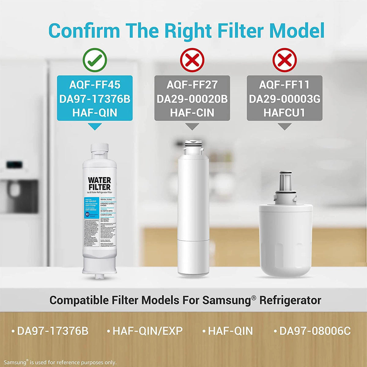 Replacement Refrigerator Water Filter — DA97-17376B / DA97-08006C / RF23M8070SG / RF23M8070SR Reference
