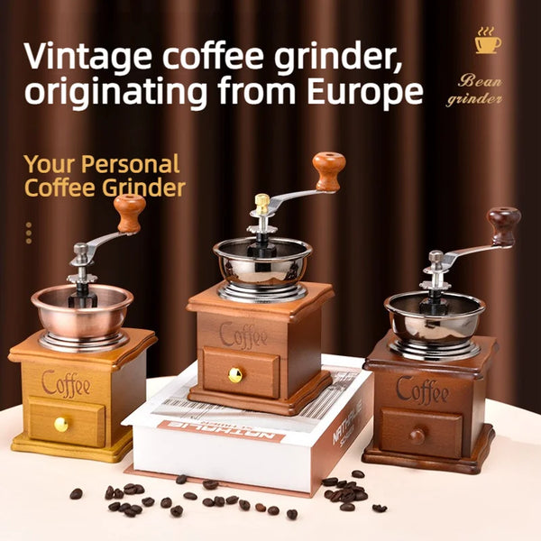Household small retro hand-crank coffee grinder, manual coffee bean grinder for the kitchen