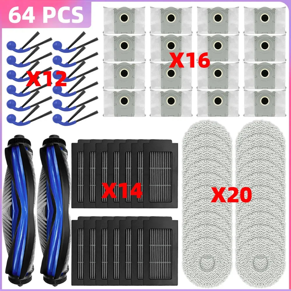 Compatible with Ecovacs Deebot T30C / T30C OMNI Parts Main Roller Side Brush Filter Mop Cloth Dust Bag