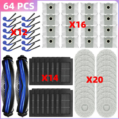 Compatible with Ecovacs Deebot T30C / T30C OMNI Parts Main Roller Side Brush Filter Mop Cloth Dust Bag