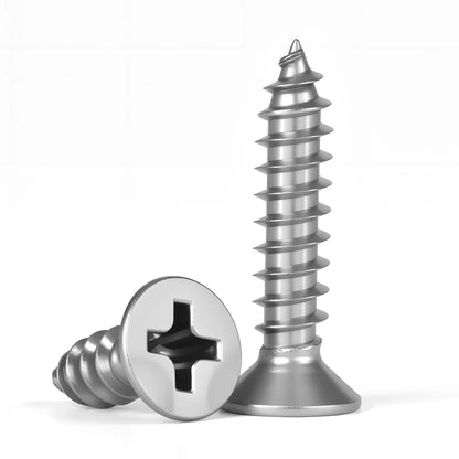 304 Stainless Steel Cross Recessed Countersunk Flat Head Tapping Screws Wood Self-tapping Phillips Furniture Screw M1.2/1.4-M8