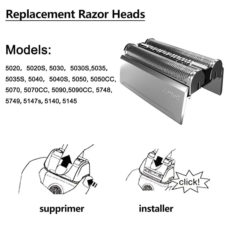 52S Replacement Head Razor Blade S5 Series 5 Compatible with Braun Shaver 5020 5020S 5030 5030S 5040 5040S 5050 5050CC 5070