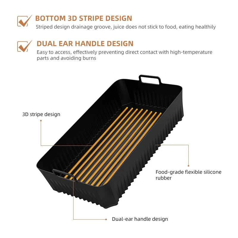 Reusable Silicone Air Fryer Basket Liner Fit Ninja AF500 Non-Stick Heatproof Easy Clean Kitchen Cooking Accessory