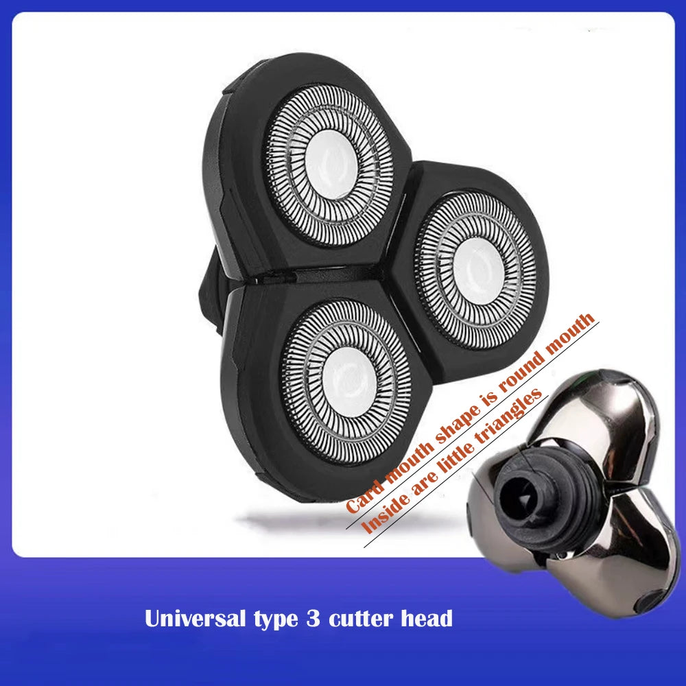 Replacement Men Electric Shaver Heads 3 Cutter Spare Beard Razor Blades 4D Floating Extra Head Stainless Steel