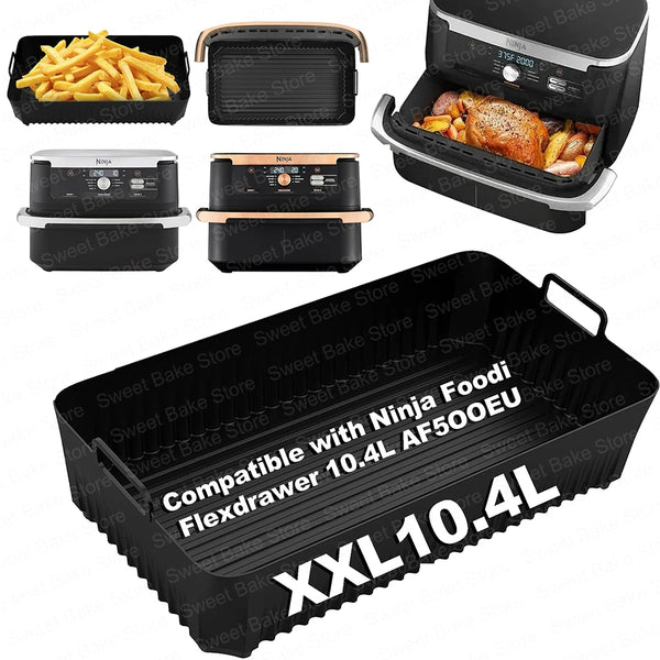 Large Air Fryer Reusable Silicone Mold for Ninja Foodi Flex 10.4 L AF500EU Non-Stick Baking Basket for Ninja AirFryer Accessory