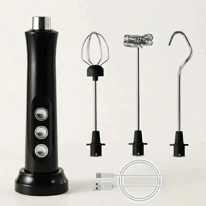 USB Rechargeable Milk Frother Mini Handheld Electric Foam Maker 3 Speed Whisks For Latte Cappuccino Coffee Drink Mixer Stainless Steel Egg Beater Hot Chocolate Blender Kitchen Gadgets Tools For Home Use