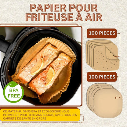100Pcs Air Fryer Disposable Paper Square Perforated Papers Non-Stick Steamer Liners for Air Fryer Oven Microwave Steaming Basket