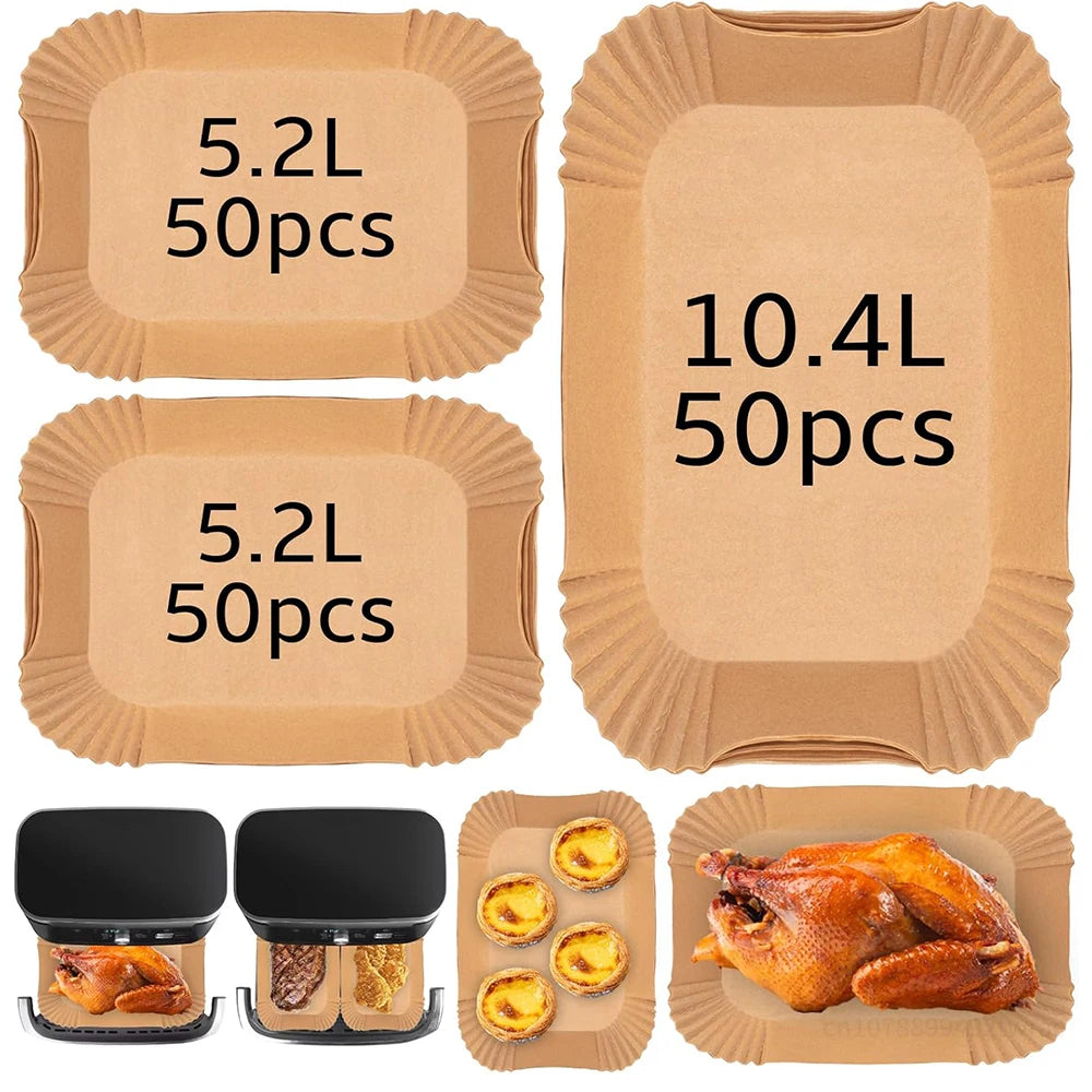 150pcs Air Fryer Liners for Ninja AF500 Disposable Air Fryer Paper Liners Compatible with Instant 8.5L and Duronic 10L Bakeware