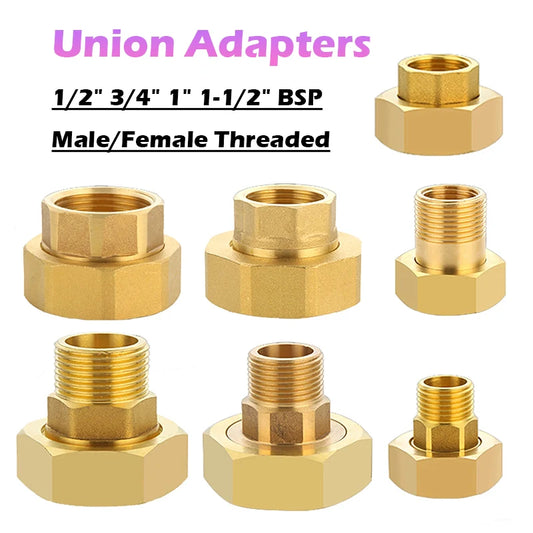 Brass Pipe Fittings Water Meter Pump Union Adapters Male/female Threaded 1/2" 3/4" 1" 1-1/2" Bsp Pipe Fitting With Seal Washer