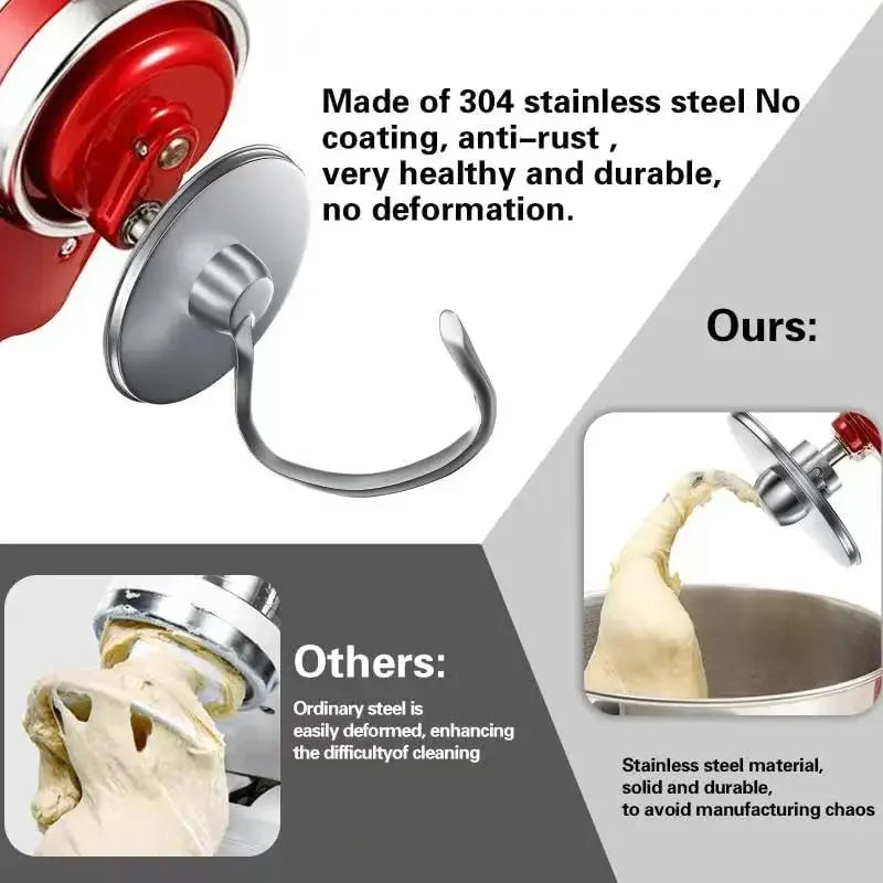 Stainless Steel Dough Hook Compatible with Kitchenaid 4.5-5QT Tilt-Head Stand Mixers Attachments Accessories Replacement, Polished