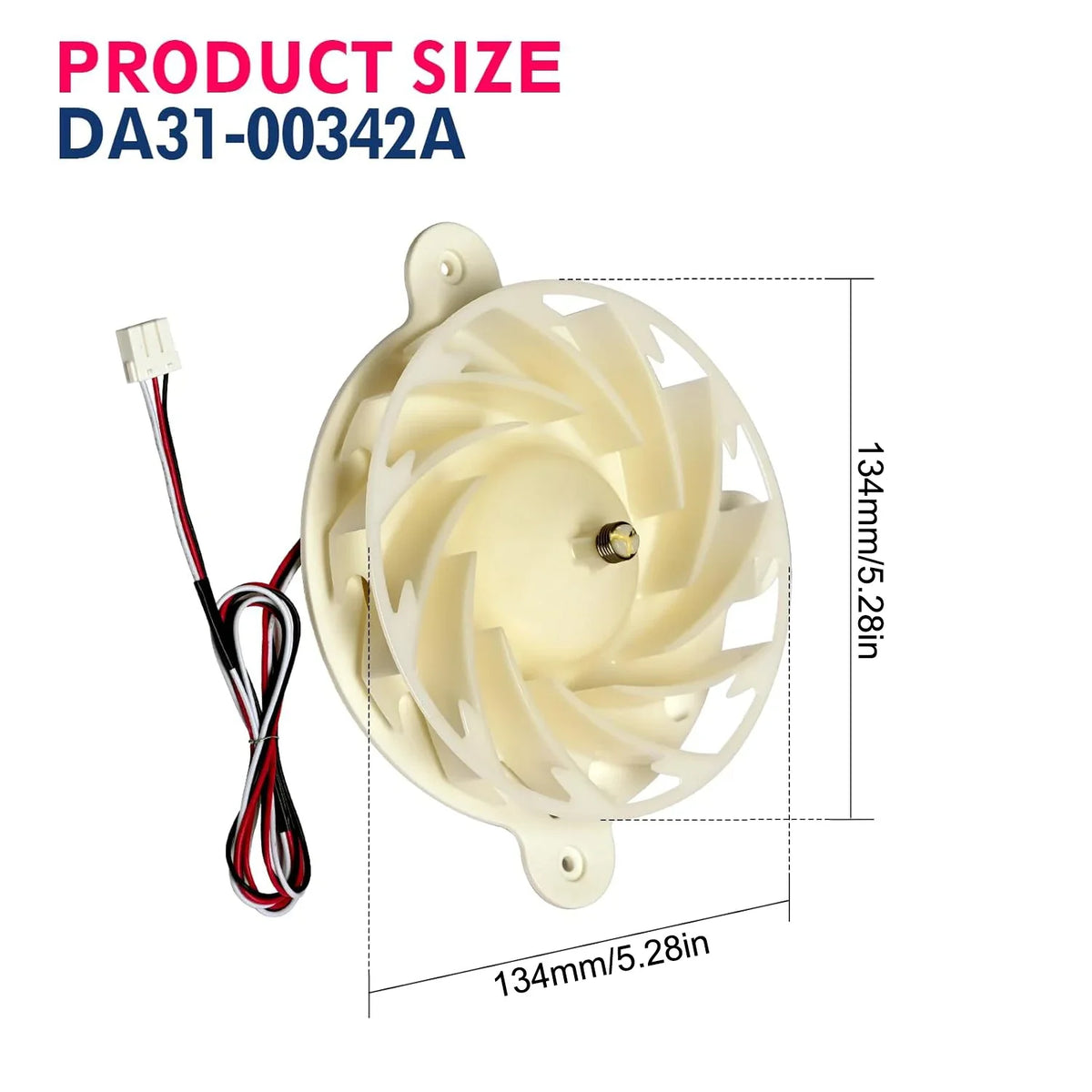 Replacement Refrigerator Fan Motor Compatible with Samsung DA31-00342A / RS27T5200SG / RS22T5561SR / RS22T5201SR / ARES2130RA