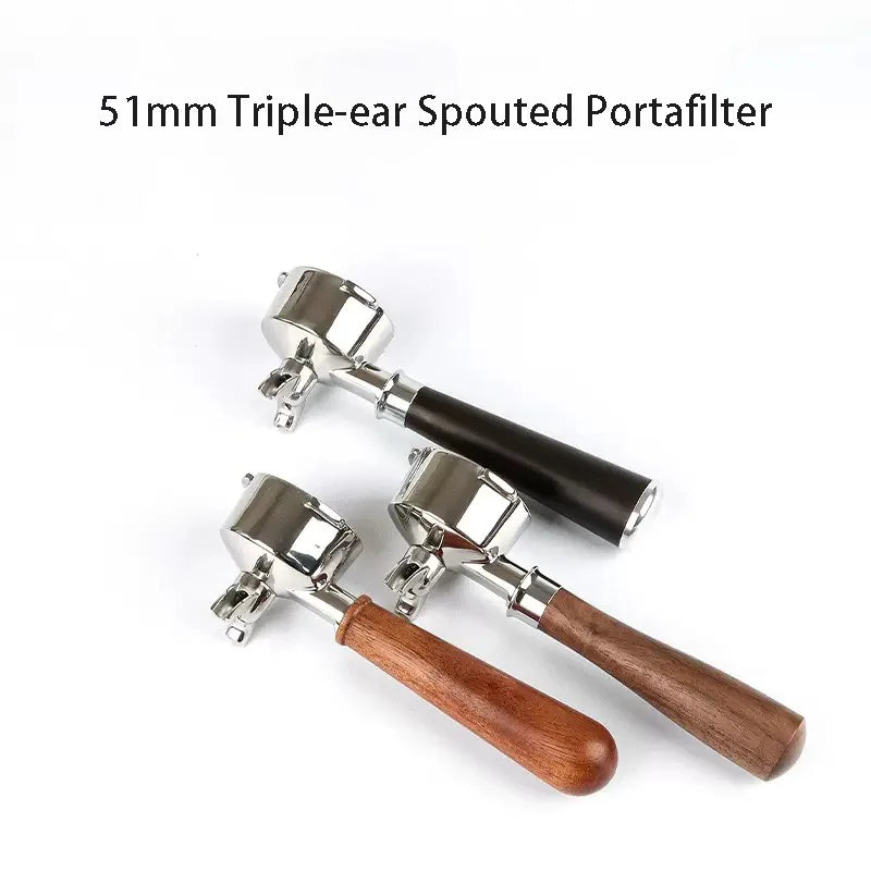 51mm 3-Ear Bottomed Portafilter for Donlim/Homix/Gypas//Sachi Espresso Machines, 304 Stainless Steel Coffee Handle with Basket