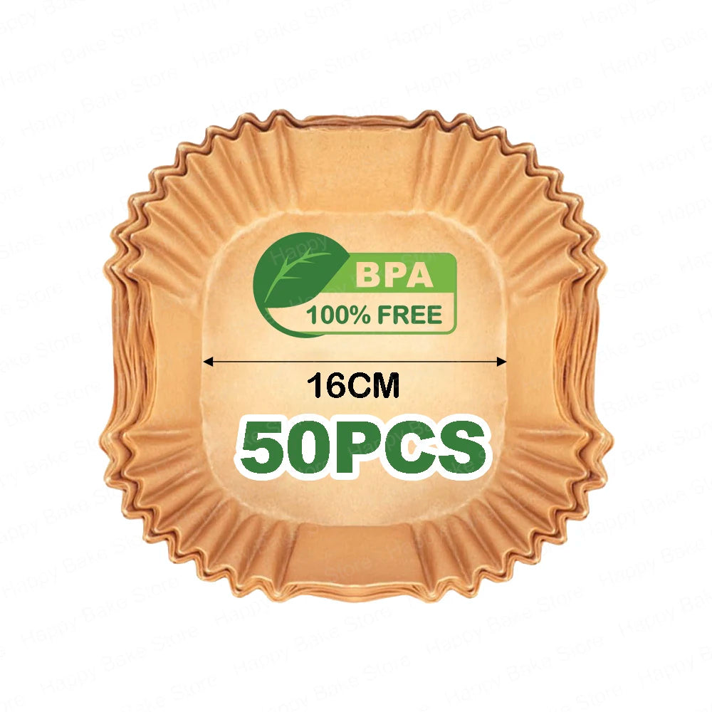 16/20CM Square Air Fryer Disposable Non-stick Parchment Paper Baking Liner Compatible with Cosori Philips Cecotec Oil-Free Fryer