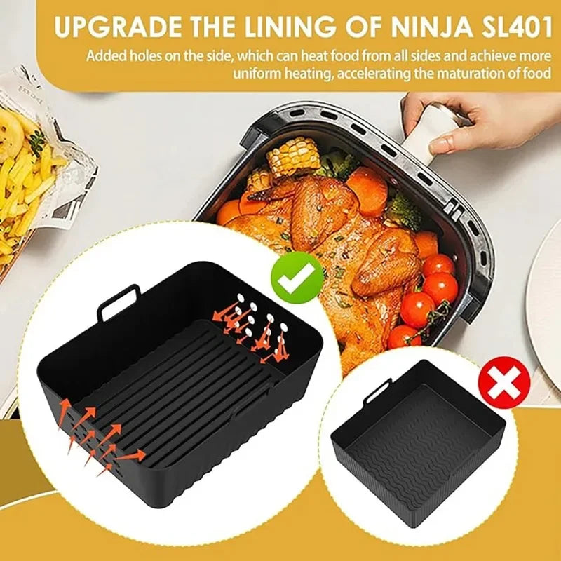 2Pcs/1Pcs Air Fryer Silicone Liners for Ninja SL400 SL401 Stack XL Basket Reusable Air Fryer Baking Tray Airfryer Accessories