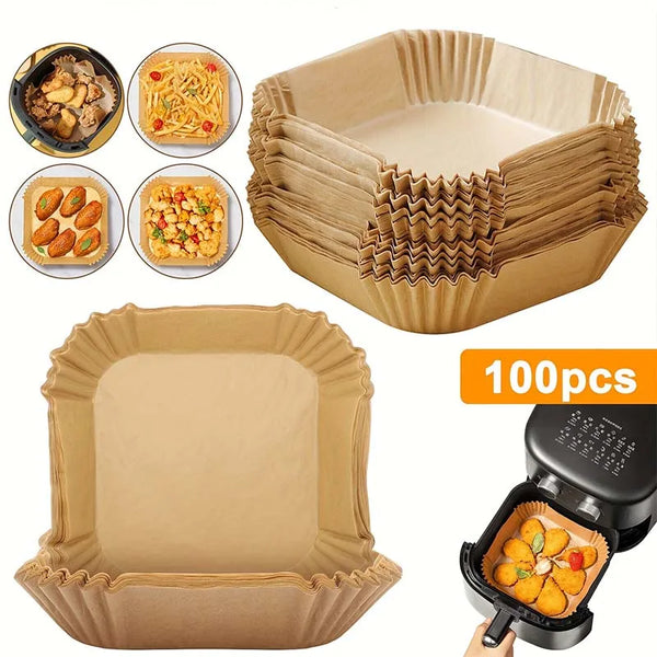 Cooking Paper Square Disposable Air Fryer Paper Air Fryer Paper Liner Oil-proof Water-proof Air Fryer Cooking Trays BakingPapers