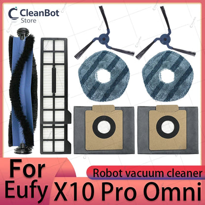 Accessories Compatible with Eufy X10 Pro Omni Robot Vacuum Dust Bag Hepa Filter Roller Side Brush Mop Cloth