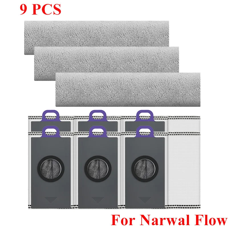 Replacement For Narwal Flow Vacuum Accessories Main Roller Side Brush Hepa Filter Mop Cloth Pads Dust Bag Spare Part