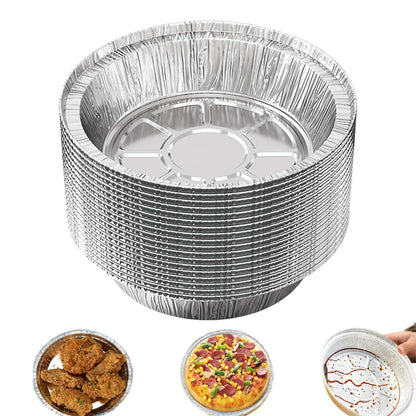 50pcs Aluminum Foil Trays Non-Stick Aluminum Foil Baking Pans Air Fryer Sheets Liners Round Oil-proof Air Fryer Basket Liner