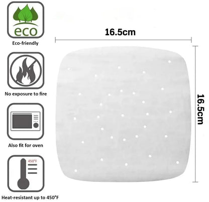 100pcs Air Fryer Parchment Paper Liners 9 Inch Baking Paper Square Perforated Parchment Paper for Steamers Cake Pan Oven Cooking