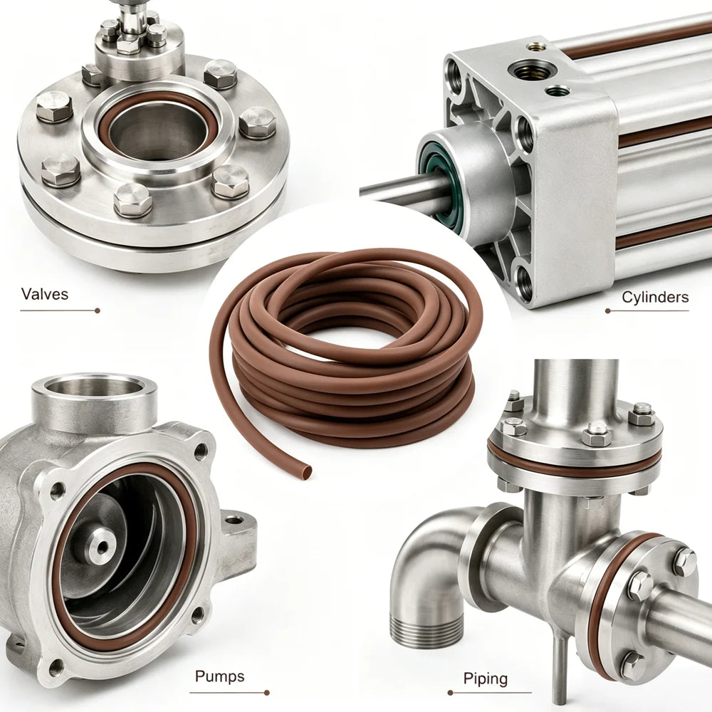 1/2/3/5/10M Brown FKM Seal Strip Dia 1.5~8mm Anti Compression and Non Deformation equipment Sealing Rubber Strip