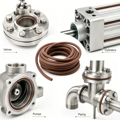 1/2/3/5/10M Brown FKM Seal Strip Dia 1.5~8mm Anti Compression and Non Deformation equipment Sealing Rubber Strip
