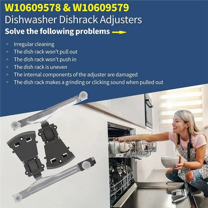 B98A-For Whirlpool Maytag For WPW10609578 WPW10609579 Dishwasher Rack Adjusters- Right/Left Side Parts
