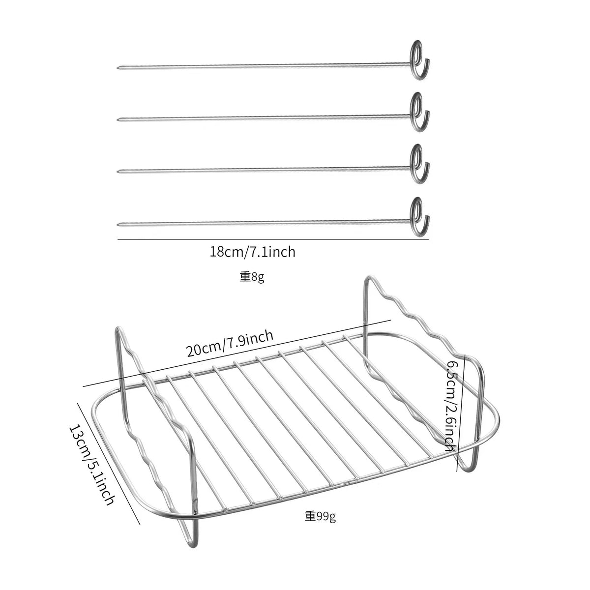 8 inch Air Fryer Racks, Air Fryer Accessories, Baking Rack,Round Stackable Grill, Fit All Airfryer 4.2Qt - 5.8Qt