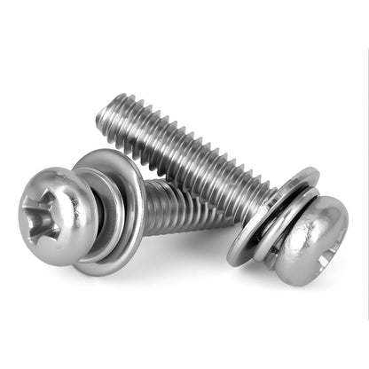 M2 M2.5 M3 M4 M5 M6M8 316 Stainless Steel Cross Round Head Three Combination Screws Optional Corrosion-Resistant Hardware Screws