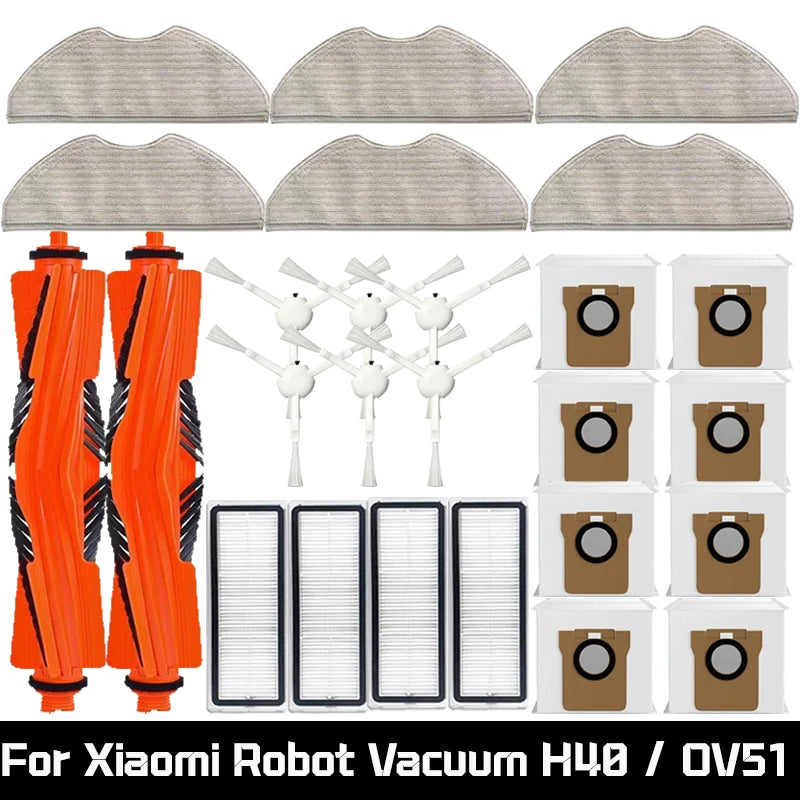 Compatible with Xiaomi Robot Vacuum H40 / OV51 Accessories Main Side Brush Mop Cloth HEPA Filter Dust Bag Replacement Spare Parts