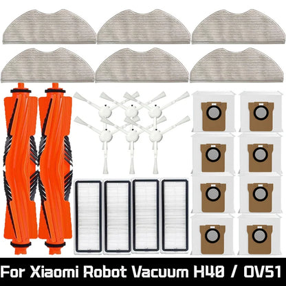 Compatible with Xiaomi Robot Vacuum H40 / OV51 Accessories Main Side Brush Mop Cloth HEPA Filter Dust Bag Replacement Spare Parts