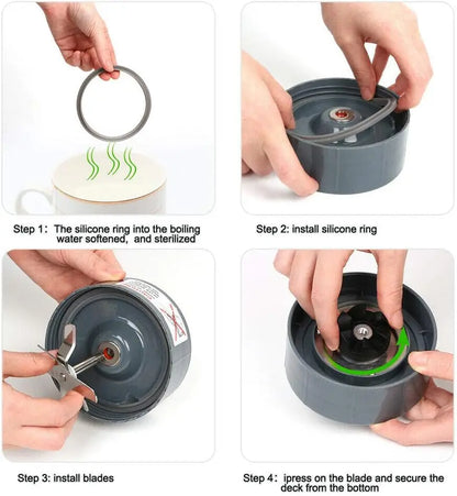 2 Blades Extractor Blade Parts for NutriBullet 600w Pro 900w Blender with Sealing Rings
