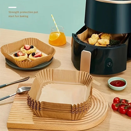10-200pcs Air Fryer Disposable Paper Liner Square Air Fryer Liner Oil & Parchment Paper for Baking Roasting & BBQs Gr