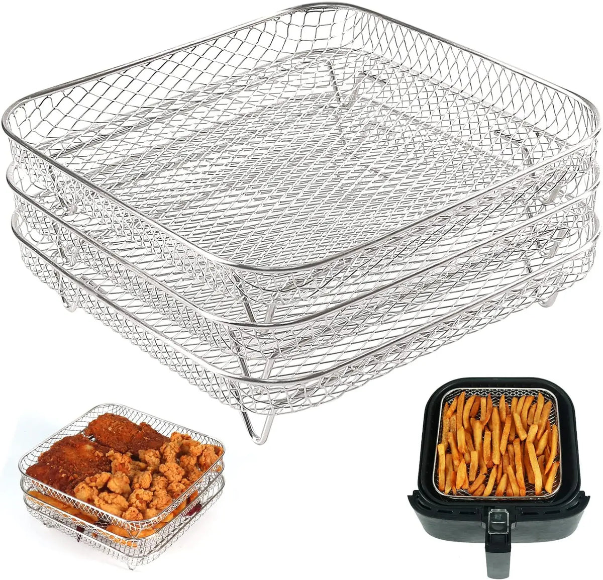 8 inch Air Fryer Racks, Air Fryer Accessories, Baking Rack,Round Stackable Grill, Fit All Airfryer 4.2Qt - 5.8Qt