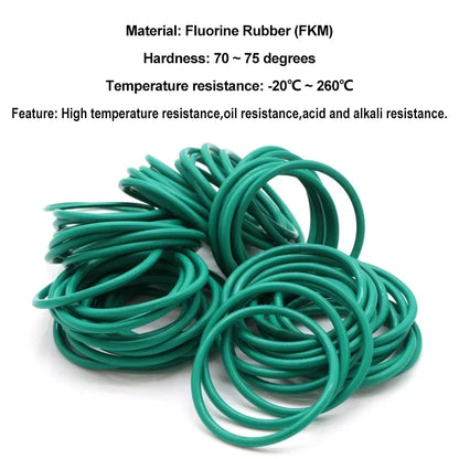 FKM Green O Ring Gasket CS 4mm OD 14mm ~ 130mm 10/50Pcs Fluorine Rubber Sealing Washer Heat Resistant Acid Alkali
