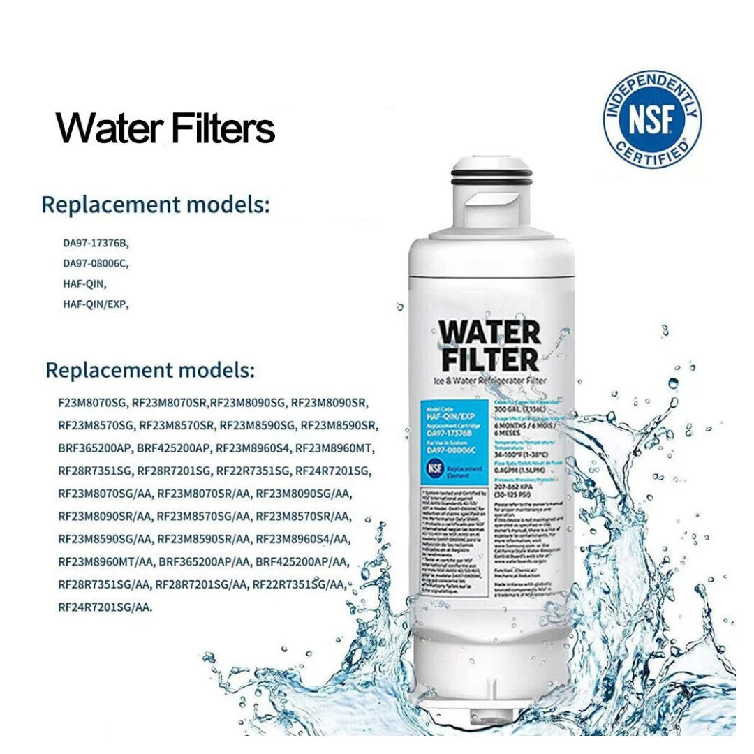 Replacement Refrigerator Water Filter Compatible with Samsung DA97-17376B / DA97-08006C / RF28R7351SG / RF23M8070SR — 4 Pack
