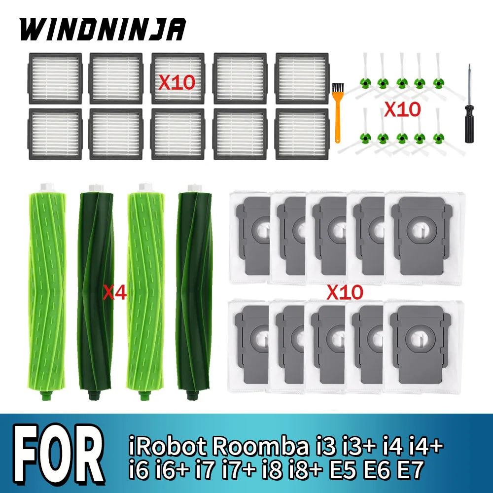 For iRobot Roomba i3 i3+ i4 i4+ i6 i6+ i7 i7+ i8 i8+ E5 E6 E7 Vacuum Accessories Dust Bag HEPA Filter Main Roller Brush Part