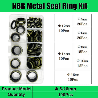 High Press Hydralic Rubber Oil Pip Bonded Washer Metal Drain Plug Gasket Fit Combined M6 M8 M10 M12 M14 M16-M22 M24 Sealing Ring